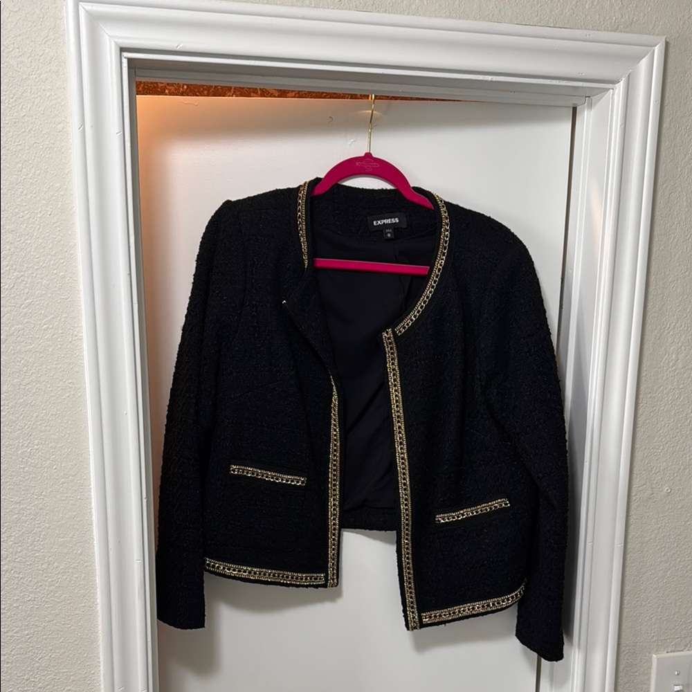 Express Black Jacket with Gold Trim